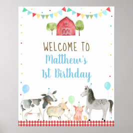 Boy Farm Barnyard Birthday Välkommen Poster