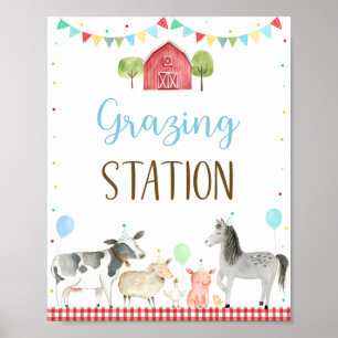 Boy Farm Grazing Station Birthday-tecken Poster