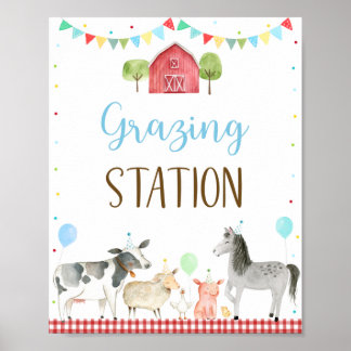 Boy Farm Grazing Station Birthday-tecken Poster