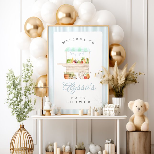 Boy Farmers Market Vegetable Stå Baby Shower Poster (Skapare uppladdad)
