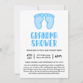 Boy Feet First Time Grandma Baby Shower Inbjudningar