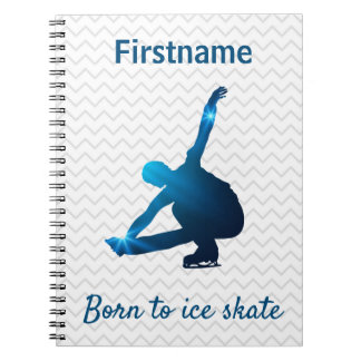 Boy figur skater journal - blå stjärnor anteckningsbok