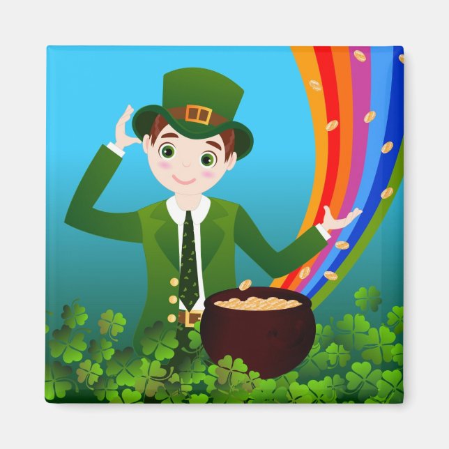 Boy firar Saint patrick Day Magnet (Framsidan)