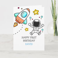 Boy First Birthday Astronaut Rymden Rocket