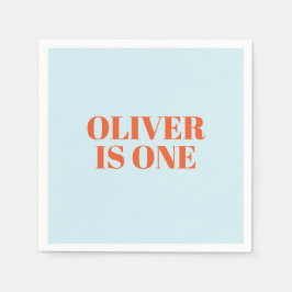 Boy First Birthday Blue och Red Modern Pappersservett