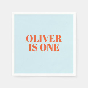 Boy First Birthday Blue och Red Modern Pappersservett
