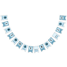 Boy First Birthday Blue Tåg Vimplar