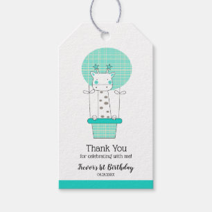 Boy First Birthday Giraffe Favor Presentetikett