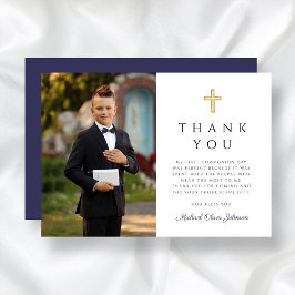 Boy First Communion Blue Kor Photo Tack Kort