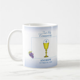 Boy First Communion, Chalice with Host and Grapes Kaffemugg