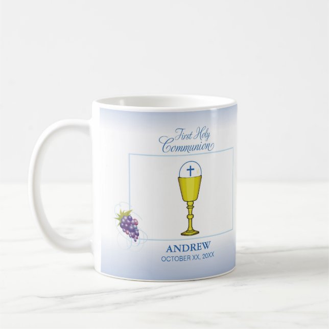 Boy First Communion, Chalice with Host and Grapes Kaffemugg (Vänster)