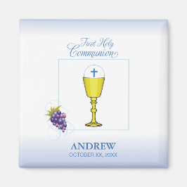 Boy First Communion, Chalice with Host and Grapes Magnet