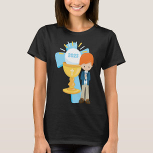 Boy First Communion Keepsaké 2023 Kor Blue Rosar T Shirt