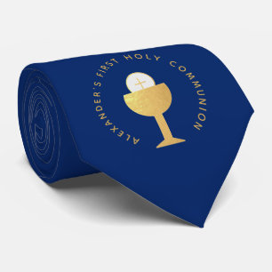 Boy First Communion Royal Blue Faux Guld Chalice Slips