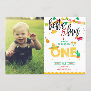 Boy First Fiesta Birthday Photo Bild Inbjudningar