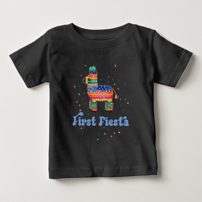 Boy First Fiesta Birthday T Shirt (Framsida)