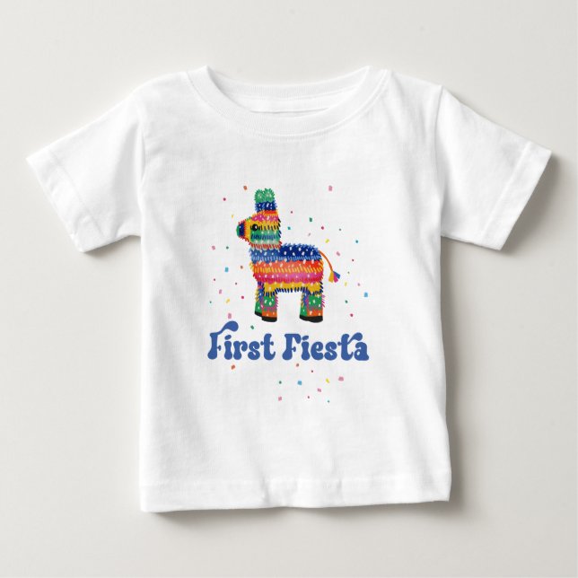 Boy First Fiesta Birthday T Shirt (Framsida)