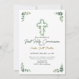 Boy First Heliga Communion-inbjudan Inbjudningar