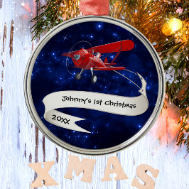 Boy First jul Airplane Jultomten Aviation Julgransprydnad Metall