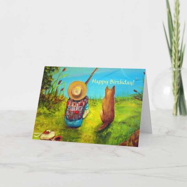 Boy Fishing Anpassningsbar Birthday Kort (Framsida)