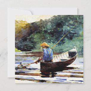 Boy Fishing, bra konsmålning av Winslow Homer Kort