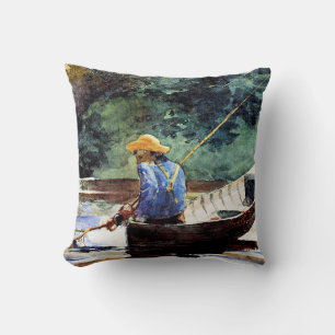 Boy Fishing, konstverk av Winslow Homer Kudde