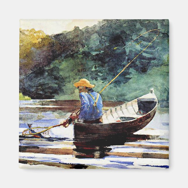 Boy Fishing, konstverk av Winslow Homer Magnet (Framsidan)