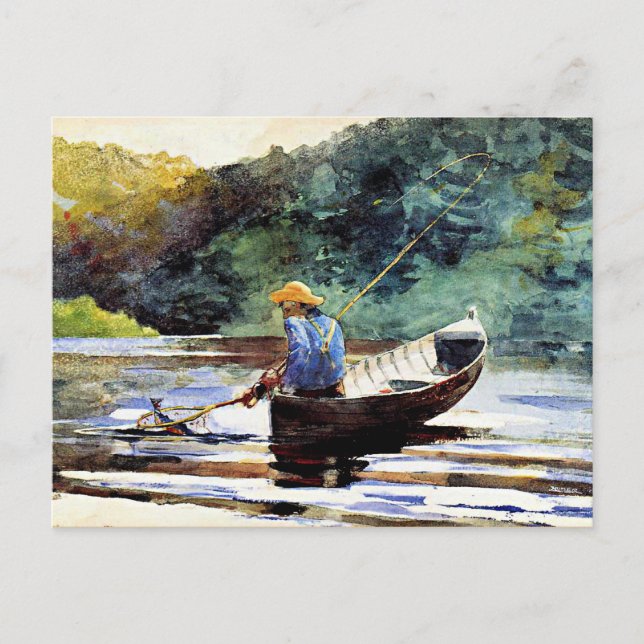 Boy Fishing, konstverk av Winslow Homer Vykort (Framsida)