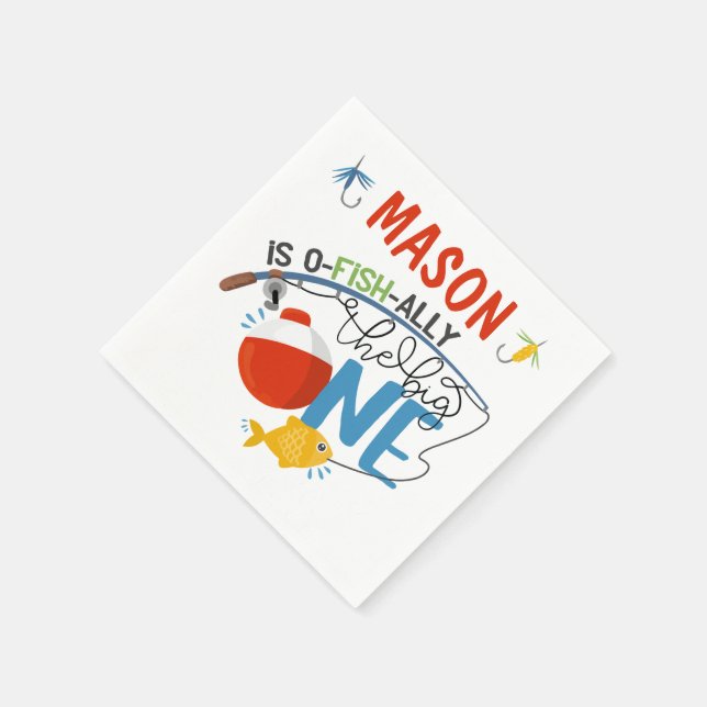 Boy Fishing the Big One Birthday Papper Napkins Pappersservett (Hörn)