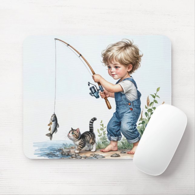 Boy Fishing with Kitten Musmatta (Med mus)