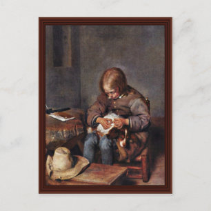 Boy Floht Hans Hund av Gerard Ter Borch Vykort