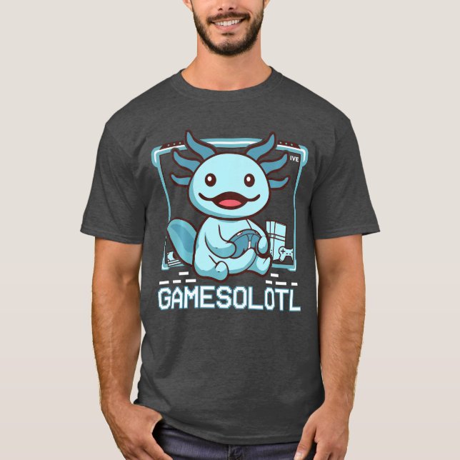Boy Gamesolotl Axolotl Video Gamer Funny Gaming Ki T Shirt (Framsida)