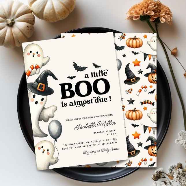 Boy Ghost Halloween Baby Shower Little Boo Inbjudningar (Boy Ghost Halloween Baby Shower Little Boo Invitation)
