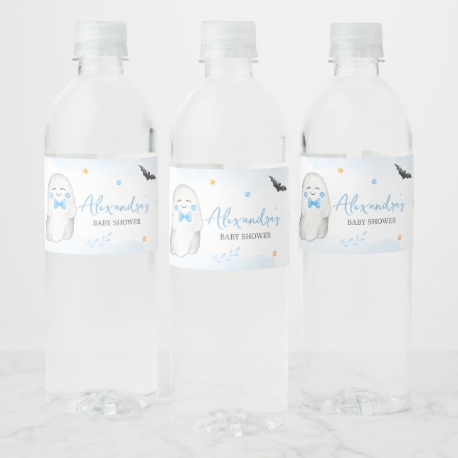 Boy Ghost Halloween Baby Shower Vattenflaskor Etikett (Flaskor)