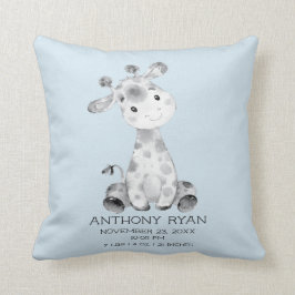 Boy Giraffe Baby Birth Stats Pillow Kudde