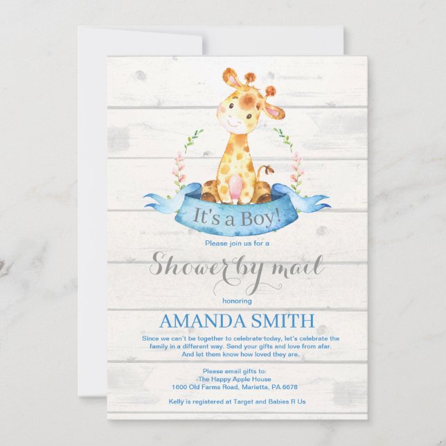 Boy Giraffe Baby Shower by Mail Call Inbjudningar (Framsida)