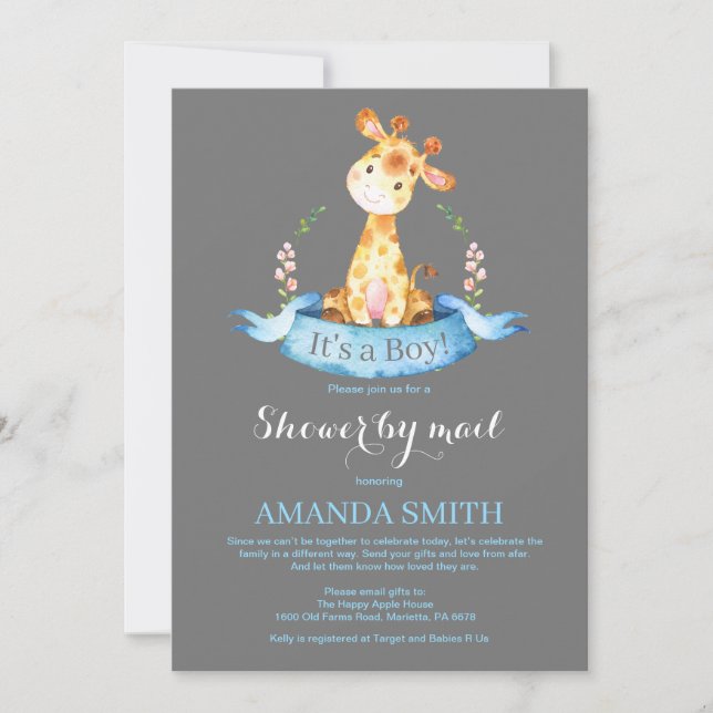 Boy Giraffe Baby Shower by Mail Call Inbjudningar (Framsida)