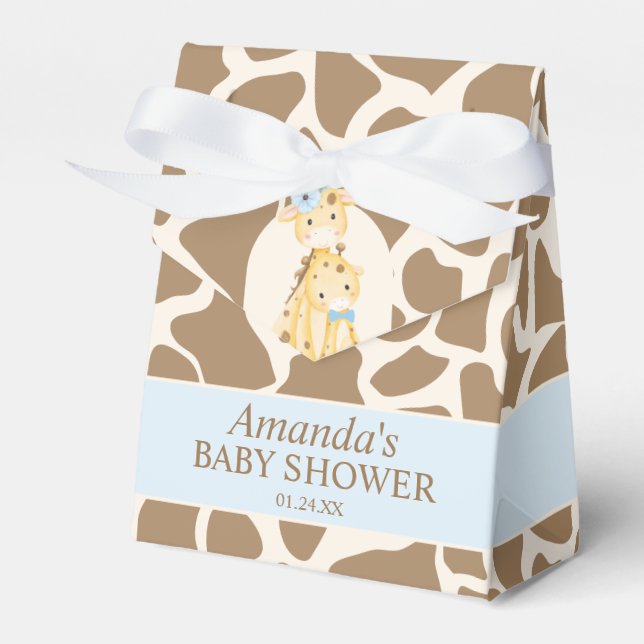 Boy Giraffe Baby Shower Favor Box Presentaskar (Framsidan Sidan)