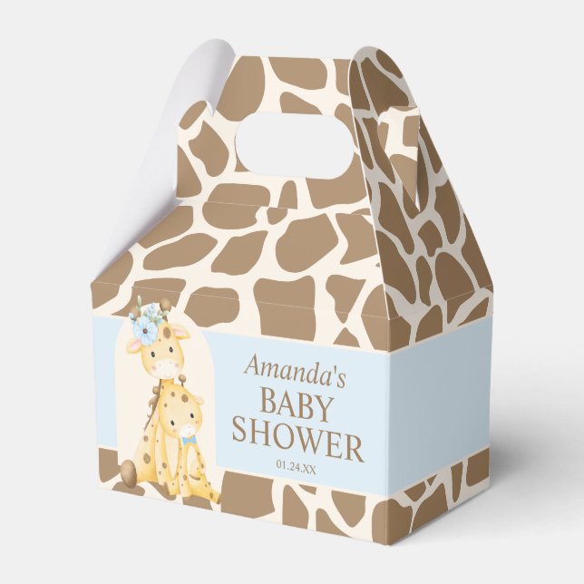 Boy Giraffe Baby Shower Gable Box Presentaskar (Framsidan Sidan)