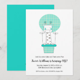 Boy Giraffe First Födelsedagsfest Inbjudningar