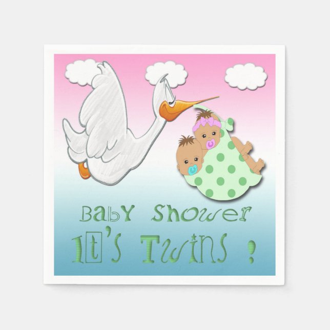 Boy & Girl 2 - Stork Baby Shower Papper Napki Pappersservett (Framsidan)