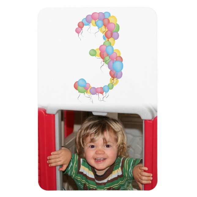 Boy Girl 3 Birthday Balloons Photo Magnet (Vertikal)