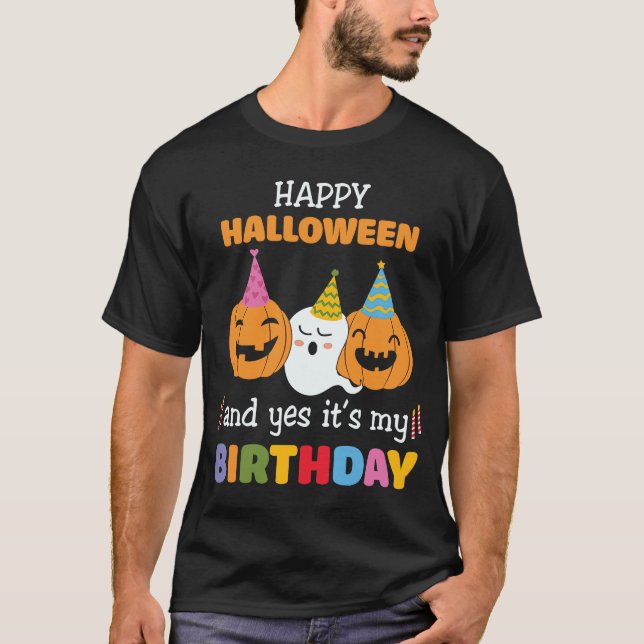 Boy Girl Birthday Happy halloween och det är min.. T Shirt (Framsida)
