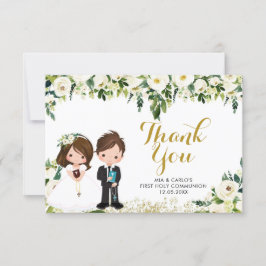 Boy Girl Blommigt First Communion - tackkort Tack Kort