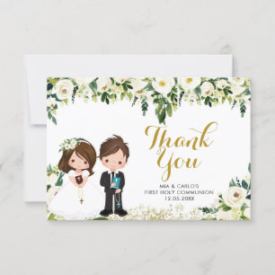 Boy Girl Blommigt First Communion - tackkort Tack Kort