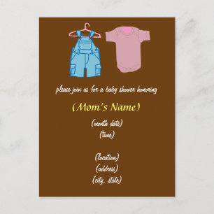 Boy & Girl Clothes-Gender Neutral Baby Shower Inbjudan Vykort