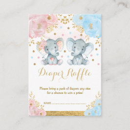 Boy Girl Elephant Gender Reveal Baby Diaper Raffle Tilläggskort