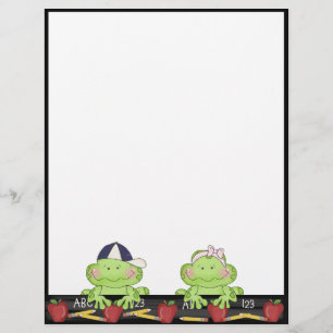 Boy & Girl Frog School Teacher Roligt Letterhead
