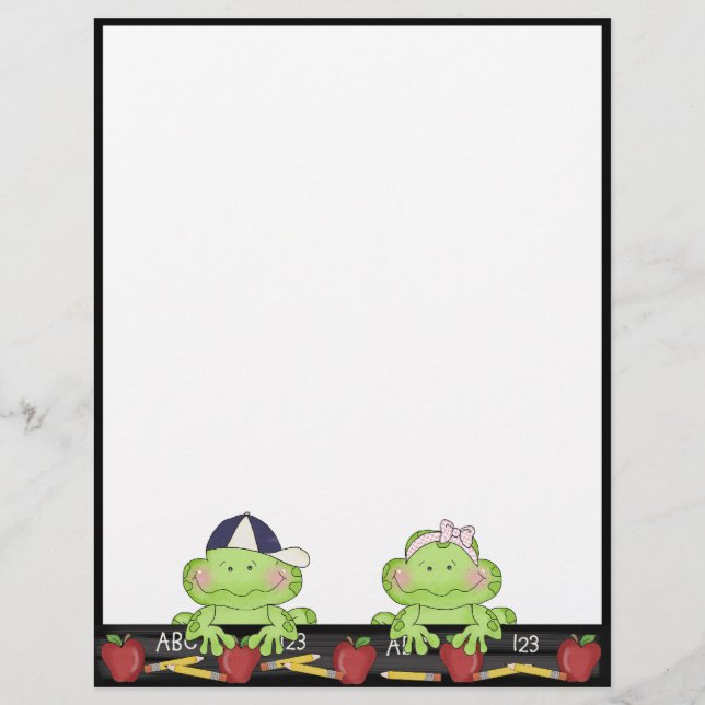 Boy & Girl Frog School Teacher Roligt Letterhead (Framsida)