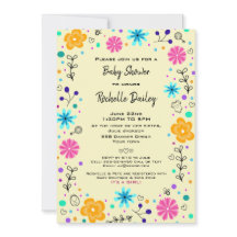 Boy Girl Gult  Cute Baby Shower-inbjudan för Blomm